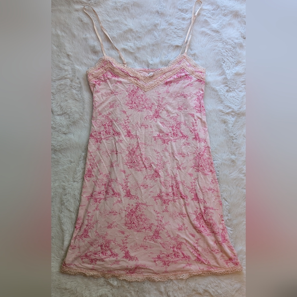 Y2K Coquette Pink and Lace Slip